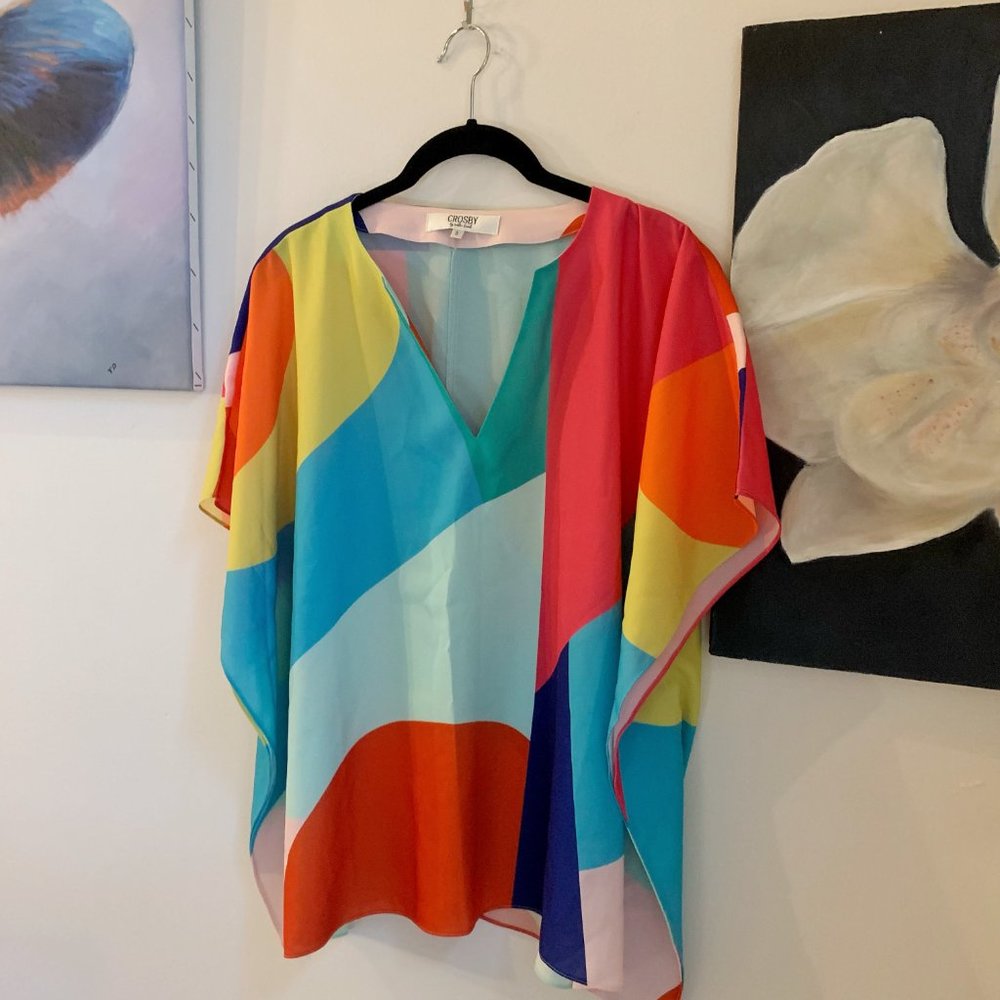 Maggie Top, Custom Color-Block Print - image 2